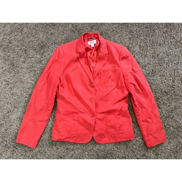 TALBOTS Irish Linen 100% Linen Red Orange Blazer Formal Casual Preppy Travel 8 - Picture 7 of 9